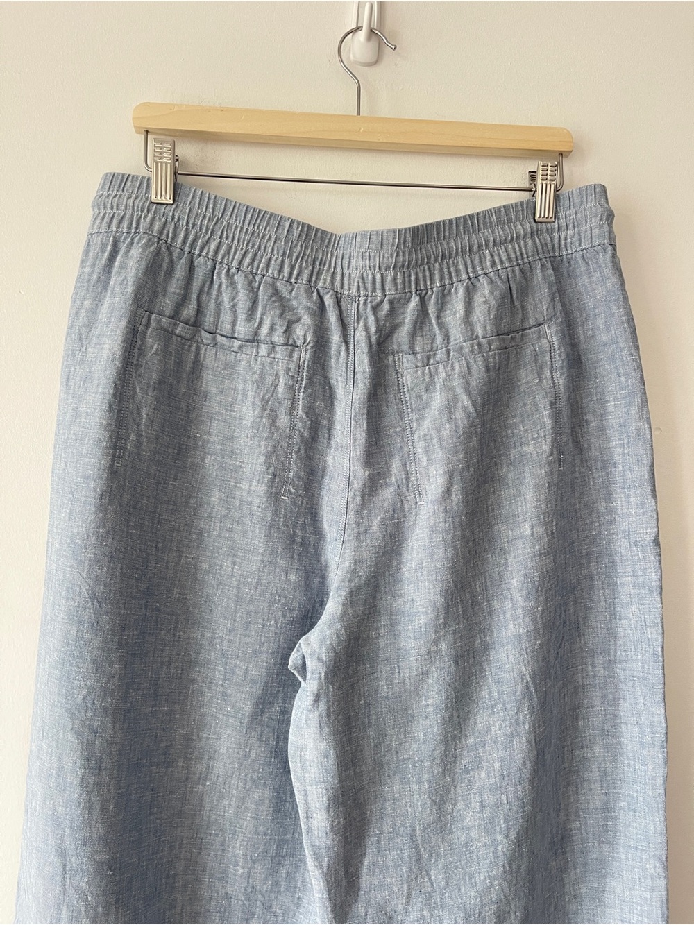 Athleta Retreat Linen Wide Leg Pants Chambray Blue 14 - Picture 4 of 9